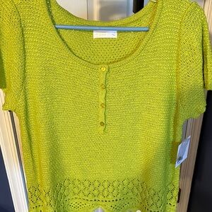 LC Lauren Conrad Perfect Lime Button Top L NWT